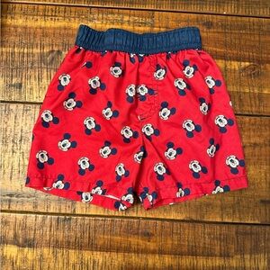 Disney Baby Mickey Mouse Swim Trunks Red Boys 18M Lined Elastic Waist